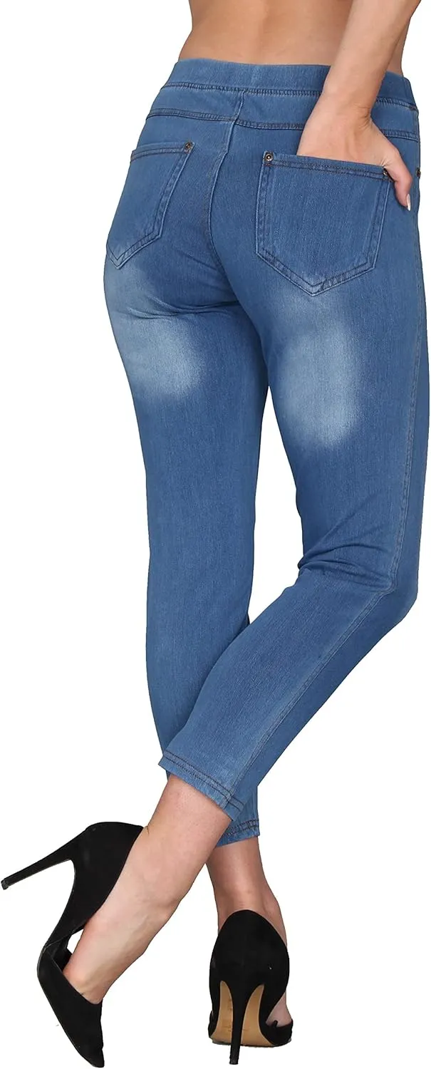Lildy Women's Denim Jeggings, Stretchable Cotton Blend