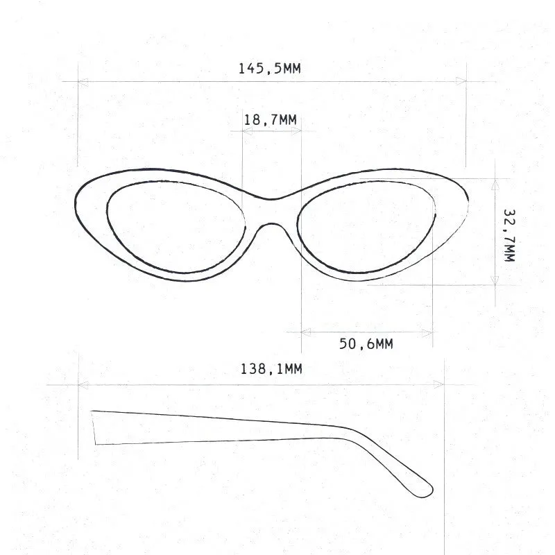 LINA SMALL CAT EYE SUNGLASSES - Black