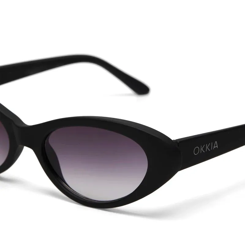 LINA SMALL CAT EYE SUNGLASSES - Black