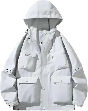 Lmdudan 2024 Winter Windbreaker Jacket Women's Hoodie Rain Jacket Outdoor Hiking Lightweight Softshell Raincoat with Pockets