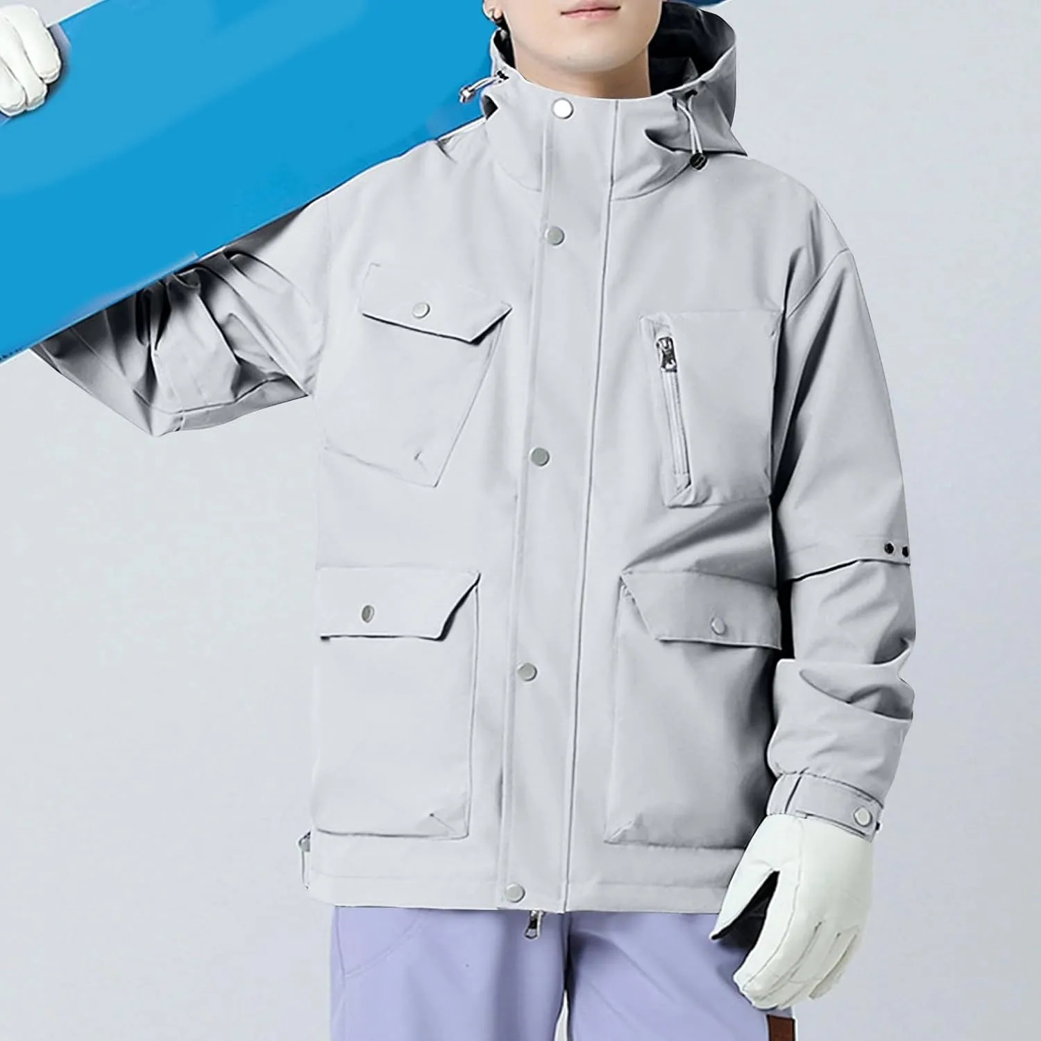 Lmdudan 2024 Winter Windbreaker Jacket Women's Hoodie Rain Jacket Outdoor Hiking Lightweight Softshell Raincoat with Pockets
