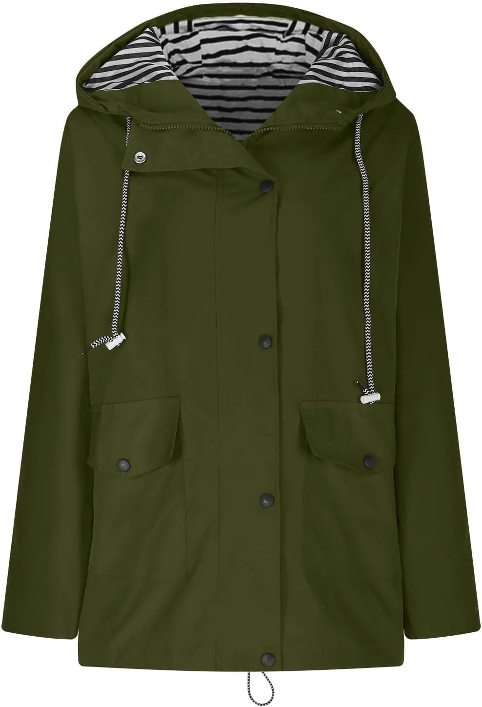 Lmdudan Rain Jacket for Women Lightweight Long Hooded Raincoat Waterproof Outdoor Travel Hiking Windbreaker Coats with Pocket