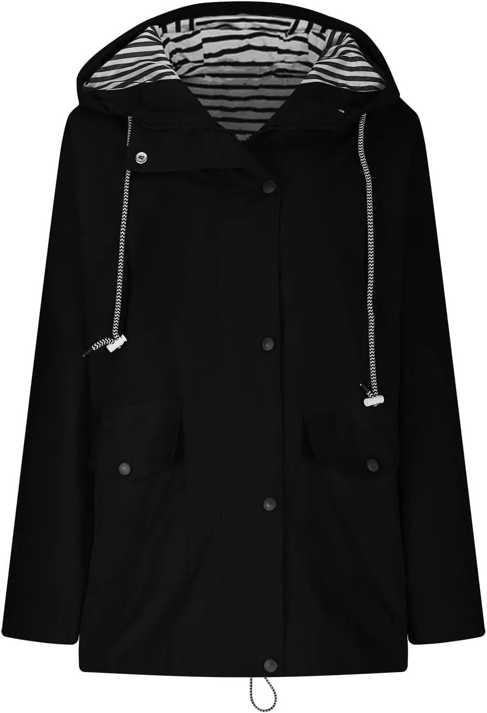 Lmdudan Rain Jacket for Women Lightweight Long Hooded Raincoat Waterproof Outdoor Travel Hiking Windbreaker Coats with Pocket