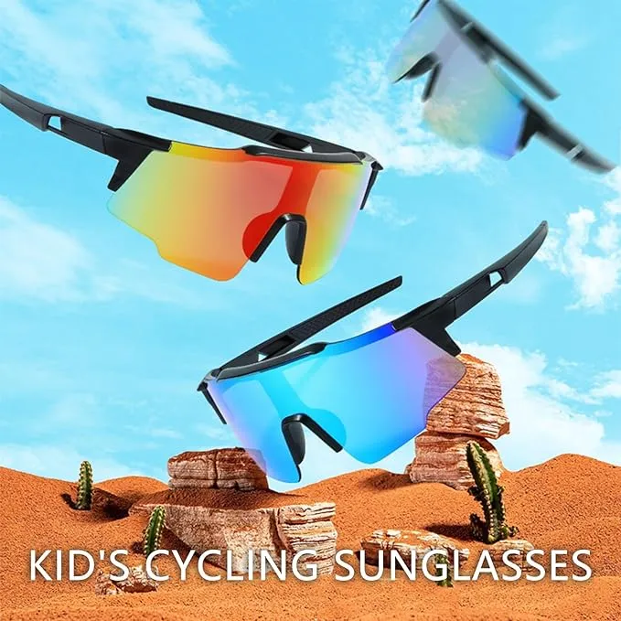 LOJUDI Sports Kids Sunglasses Boys Girls - Cycling Childrens Sunglasses for UV400 Protection