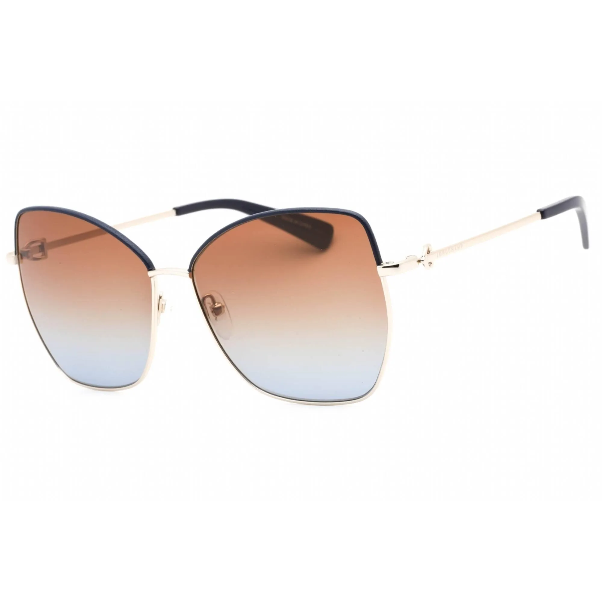 Longchamp Women's Sunglasses - Brown Blue Lens Gold Cat Eye Shape Frame | LO156SL 720