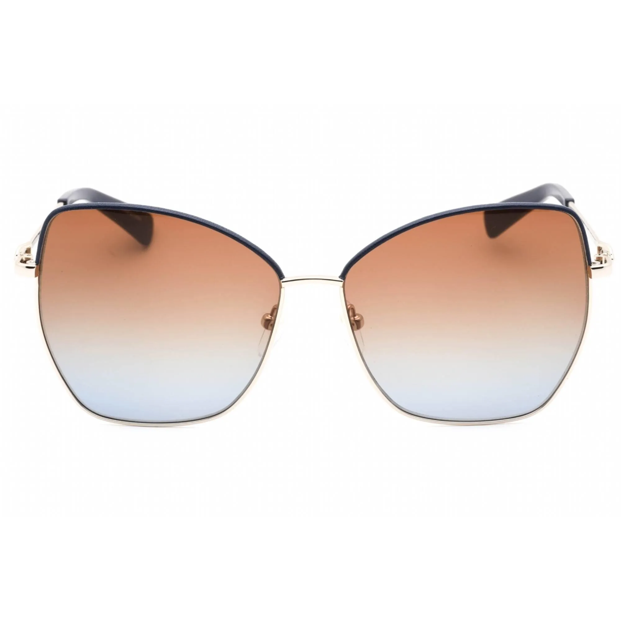 Longchamp Women's Sunglasses - Brown Blue Lens Gold Cat Eye Shape Frame | LO156SL 720