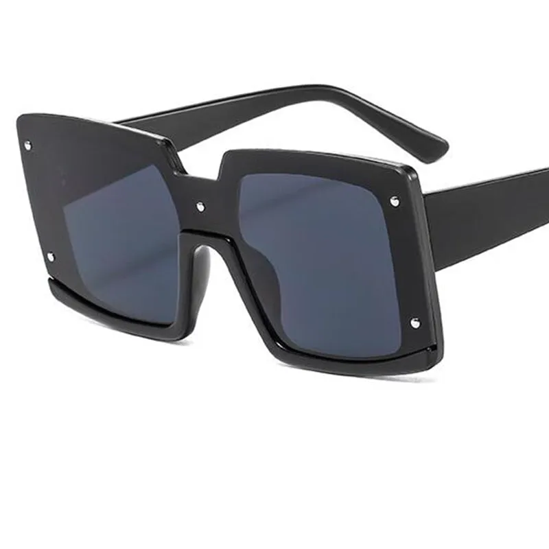 Luxury Shades For Women White Square Sunglasses  Designer Inspired Semi Rimless Sun Glasses Shopping Street Fashion Eyewear