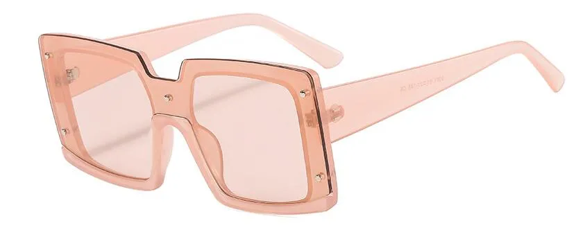 Luxury Shades For Women White Square Sunglasses  Designer Inspired Semi Rimless Sun Glasses Shopping Street Fashion Eyewear