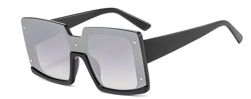 Luxury Shades For Women White Square Sunglasses  Designer Inspired Semi Rimless Sun Glasses Shopping Street Fashion Eyewear