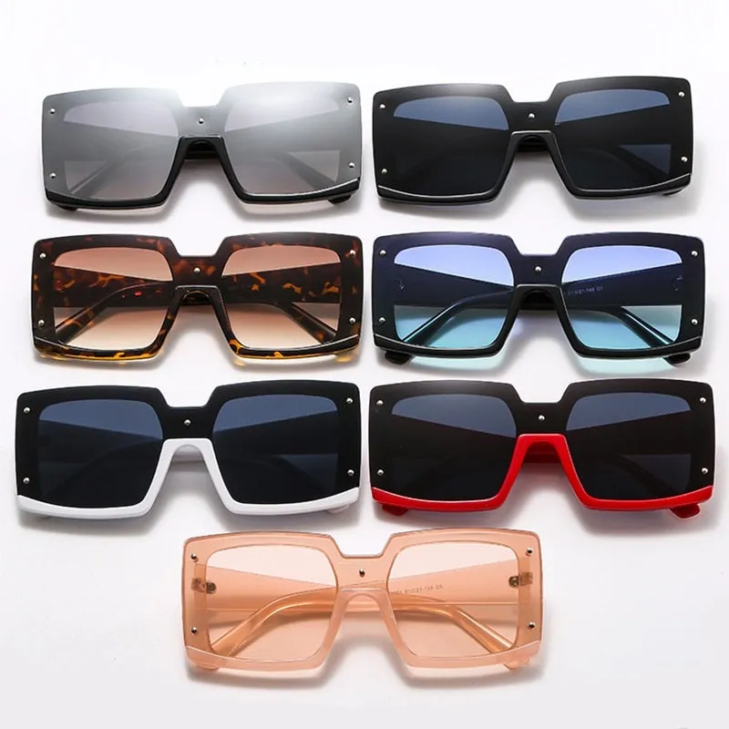 Luxury Shades For Women White Square Sunglasses  Designer Inspired Semi Rimless Sun Glasses Shopping Street Fashion Eyewear