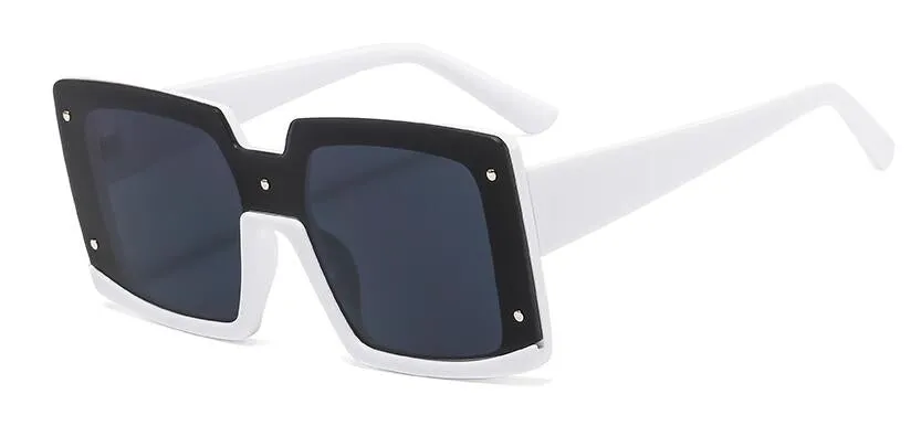 Luxury Shades For Women White Square Sunglasses  Designer Inspired Semi Rimless Sun Glasses Shopping Street Fashion Eyewear