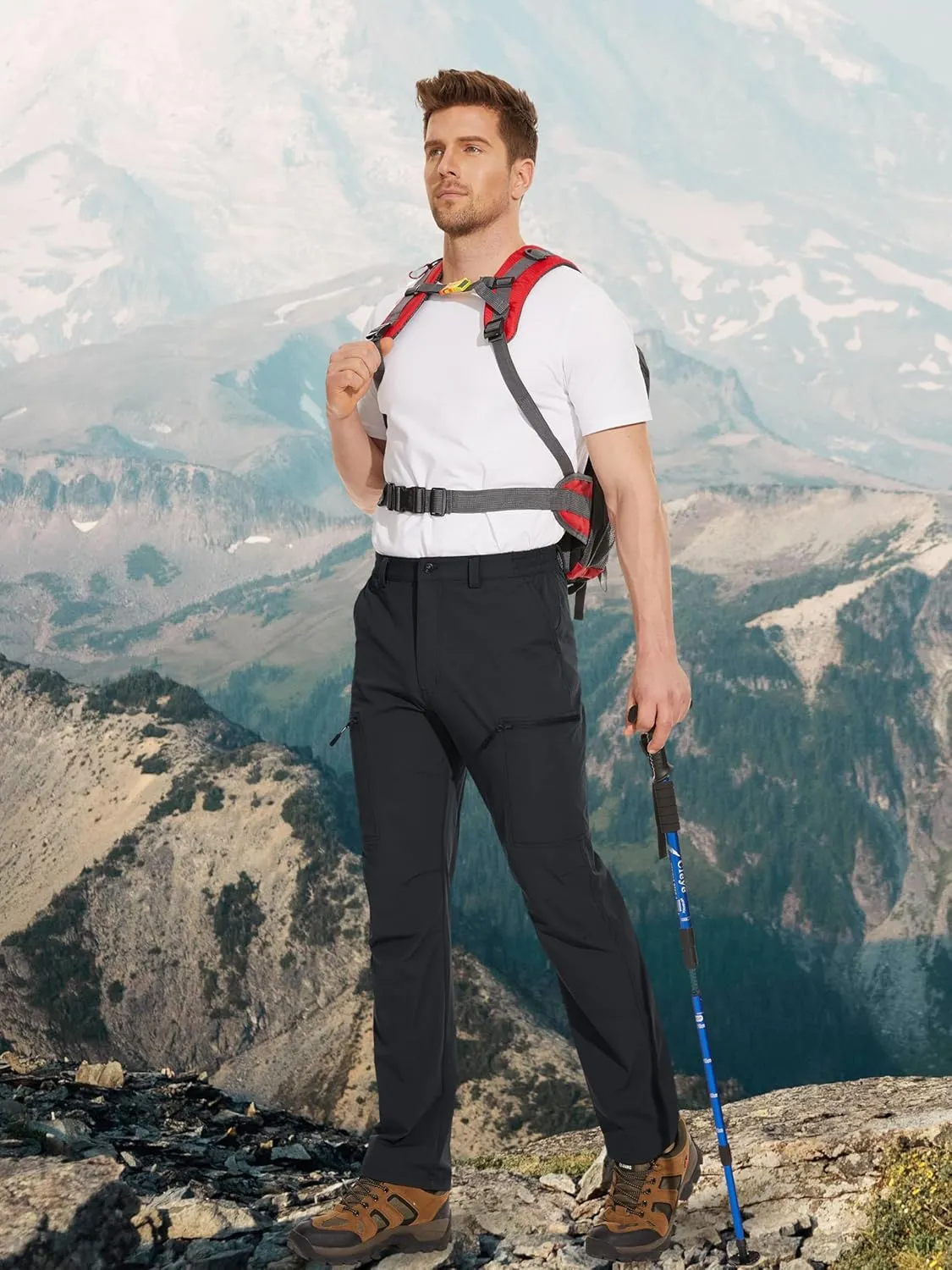 MAGCOMSEN Men's Hiking Pants 6 Pockets,Water Resistant Ripstop Outdoor Pants,Lightweight Quick Dry Fishing Work Pants