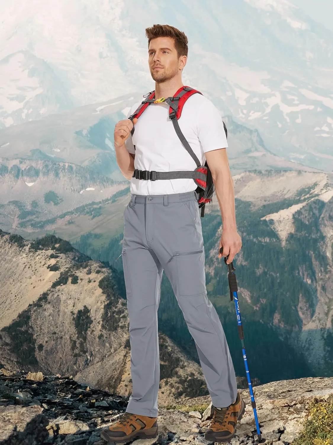 MAGCOMSEN Men's Hiking Pants 6 Pockets,Water Resistant Ripstop Outdoor Pants,Lightweight Quick Dry Fishing Work Pants