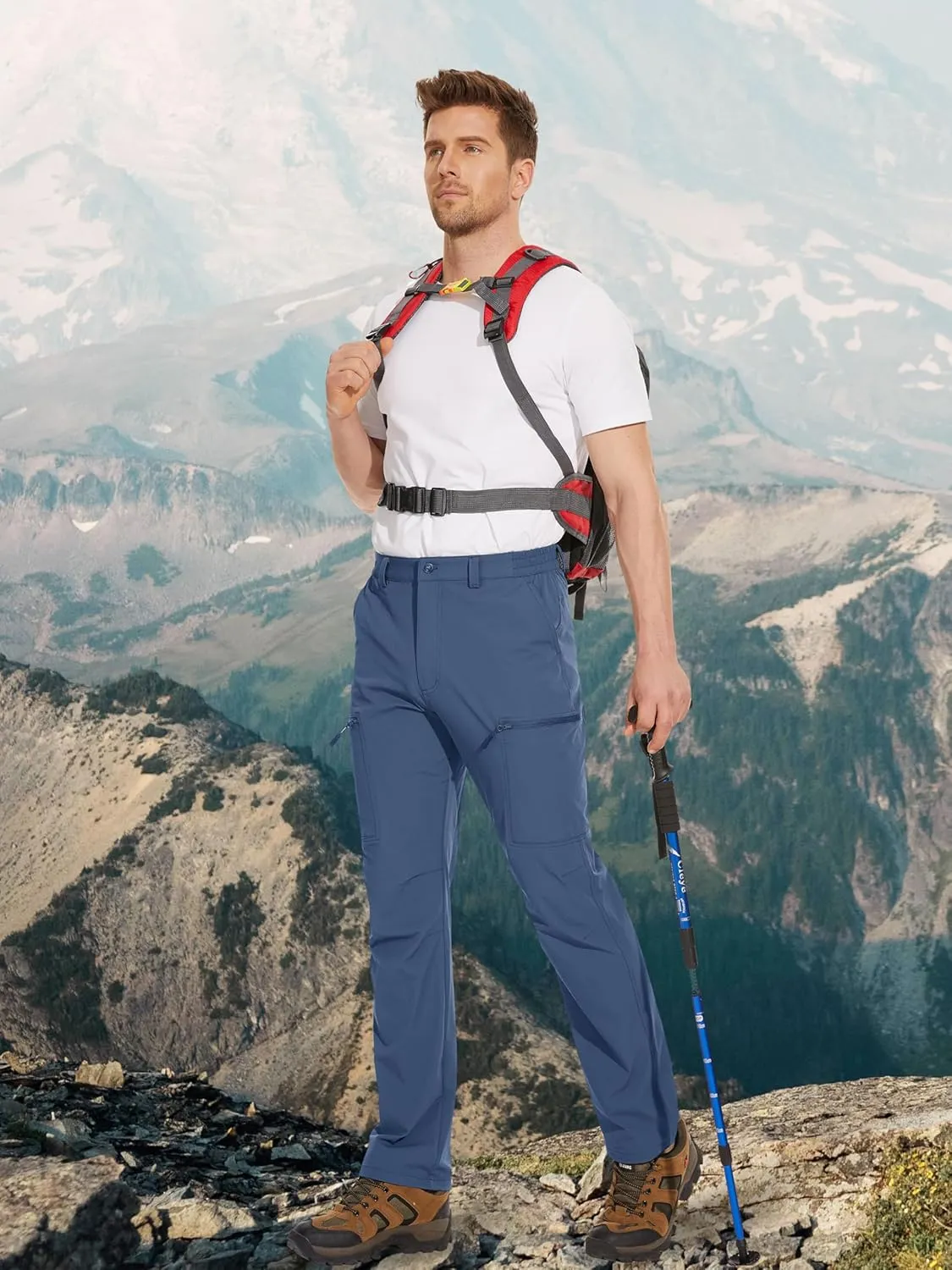 MAGCOMSEN Men's Hiking Pants 6 Pockets,Water Resistant Ripstop Outdoor Pants,Lightweight Quick Dry Fishing Work Pants