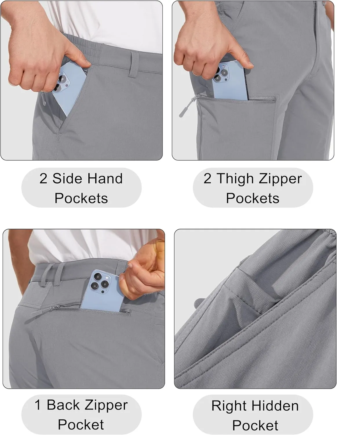 MAGCOMSEN Men's Hiking Pants 6 Pockets,Water Resistant Ripstop Outdoor Pants,Lightweight Quick Dry Fishing Work Pants