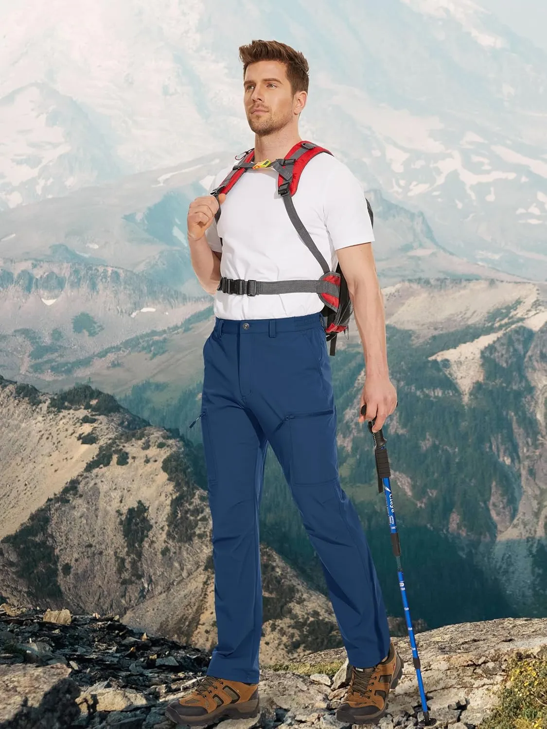 MAGCOMSEN Men's Hiking Pants 6 Pockets,Water Resistant Ripstop Outdoor Pants,Lightweight Quick Dry Fishing Work Pants