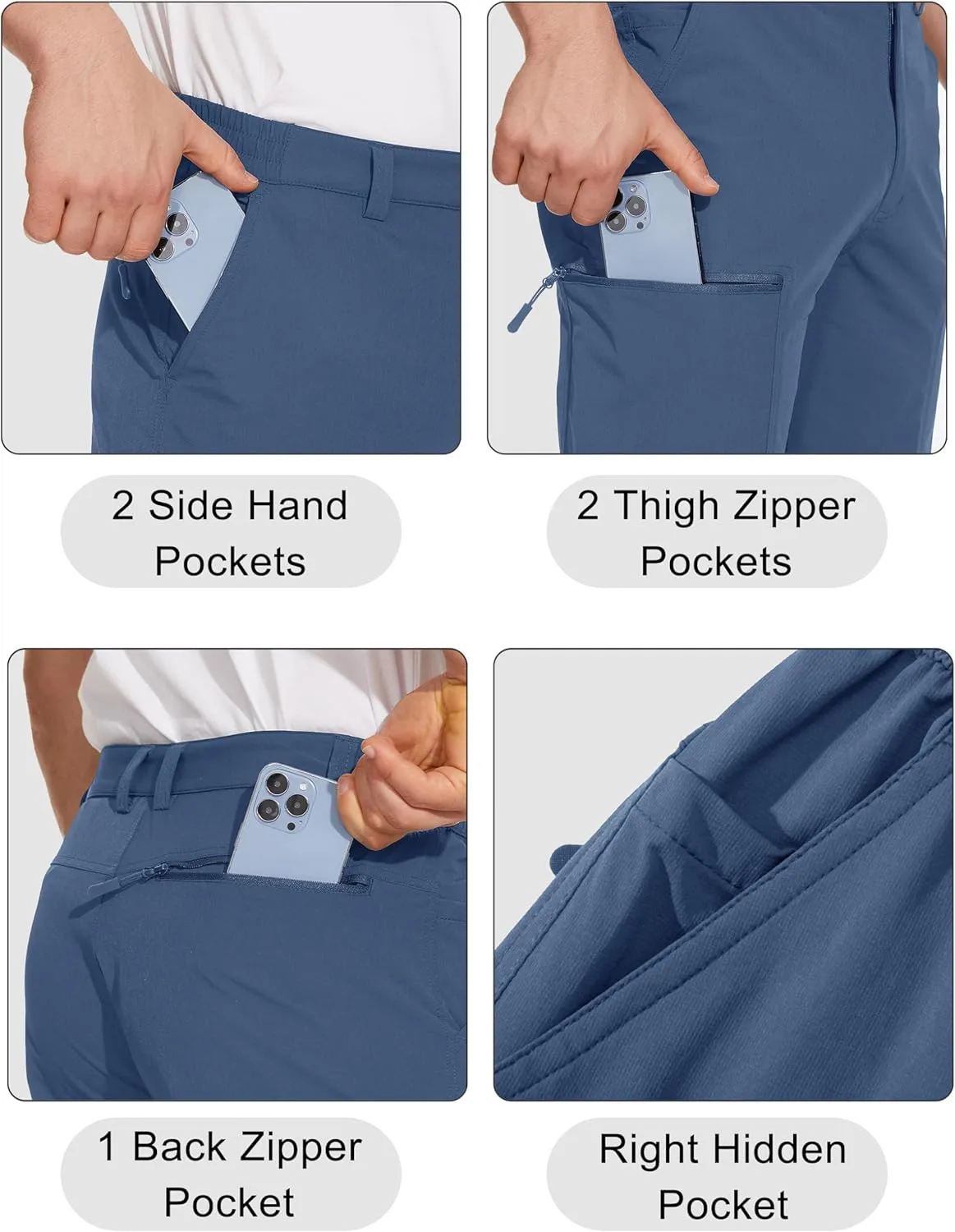 MAGCOMSEN Men's Hiking Pants 6 Pockets,Water Resistant Ripstop Outdoor Pants,Lightweight Quick Dry Fishing Work Pants