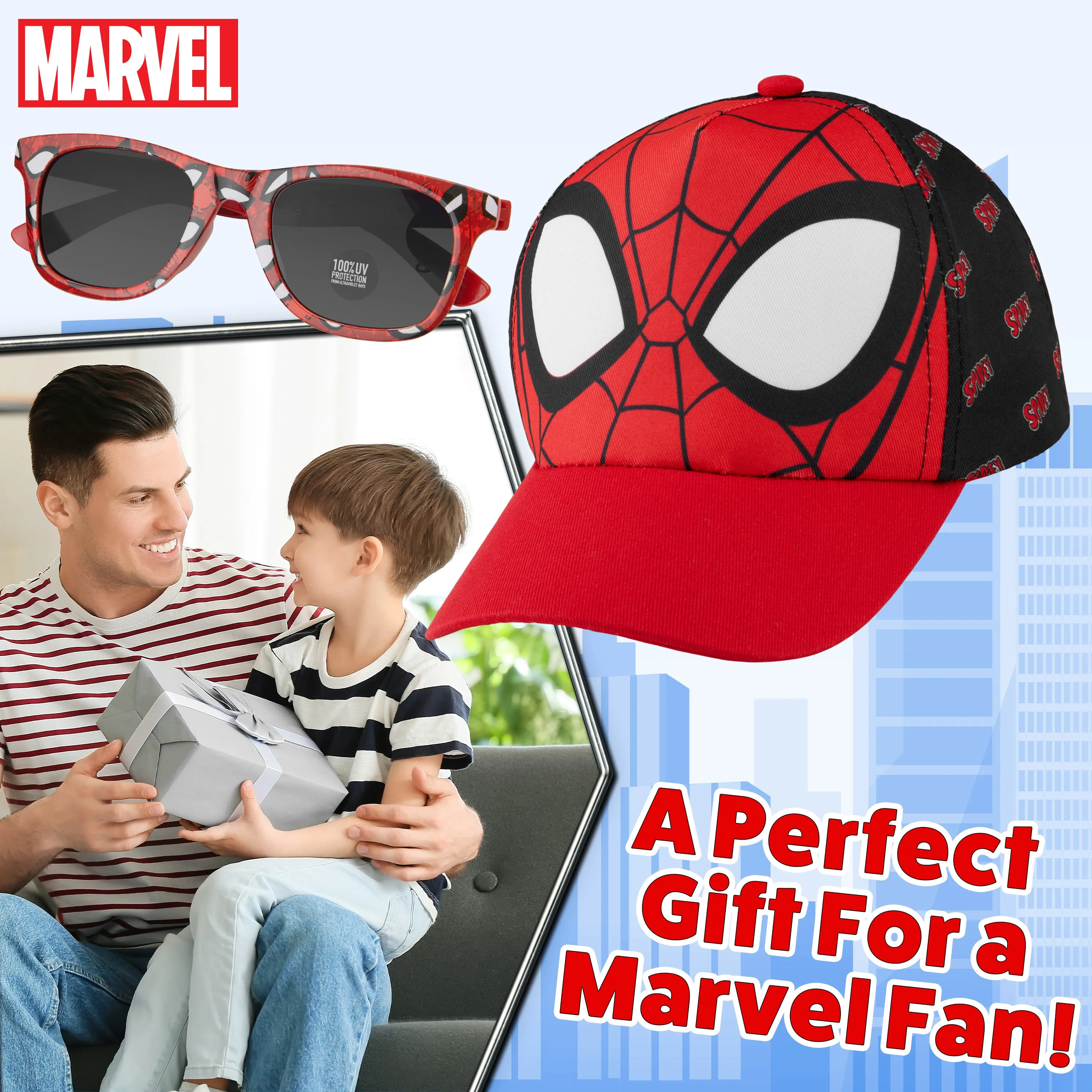 Marvel Baseball Cap and Kids Sunglasses for Boys - Spiderman