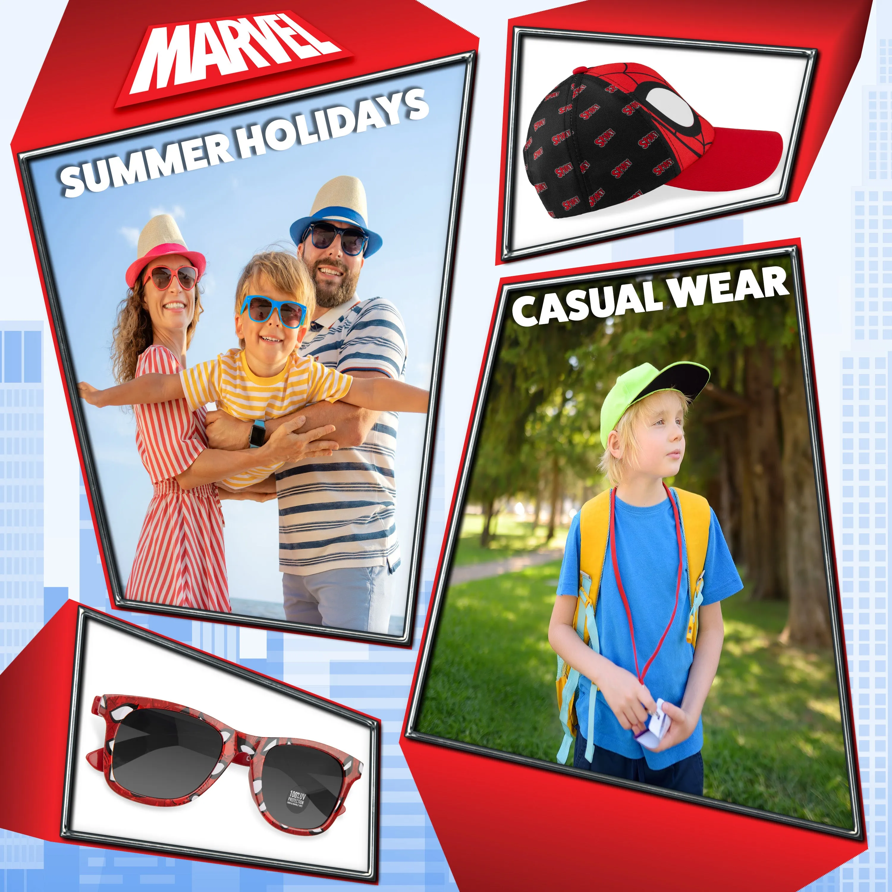 Marvel Baseball Cap and Kids Sunglasses for Boys - Spiderman