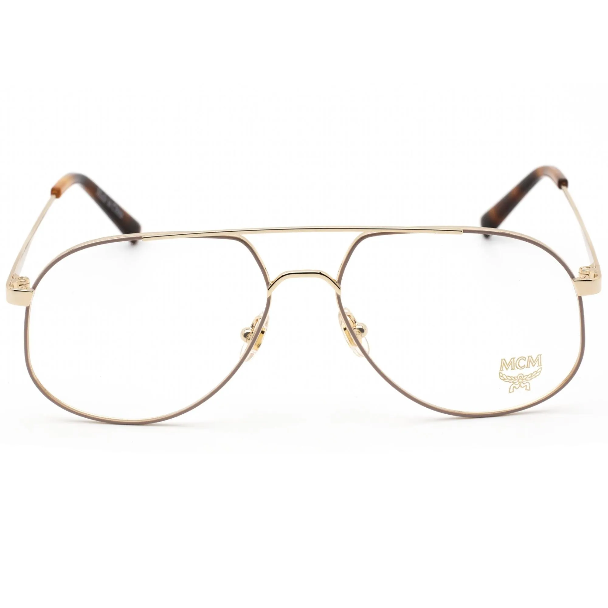 MCM Women's Eyeglasses - Clear Demo Lens Nude/Gold Aviator Metal Frame | MCM2138 290