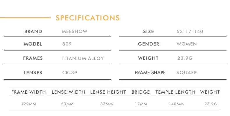 Meeshow Titanium Alloy Eyeglasses Women's Cat Eye 809