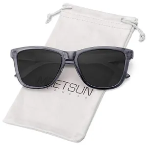 MEETSUN Polarized Sunglasses for Women Men Classic Retro Designer Style (Transparent Gray Frame/ Gray Lens, 54)