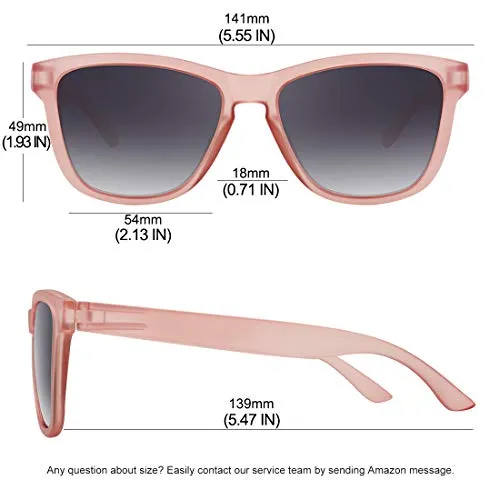MEETSUN Polarized Sunglasses for Women Men Classic Retro Designer Style (Transparent Pink Frame(Matte)/ Gray Gradient Lens, 54)