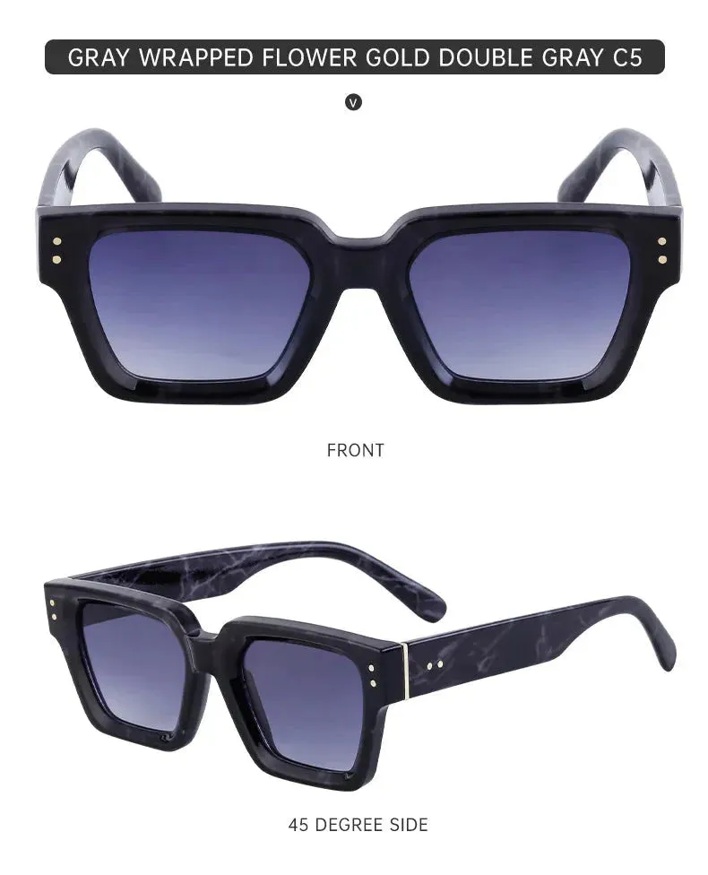 Men and Women Vintage Style Anti-UV400 Gradient Square Sunglasses