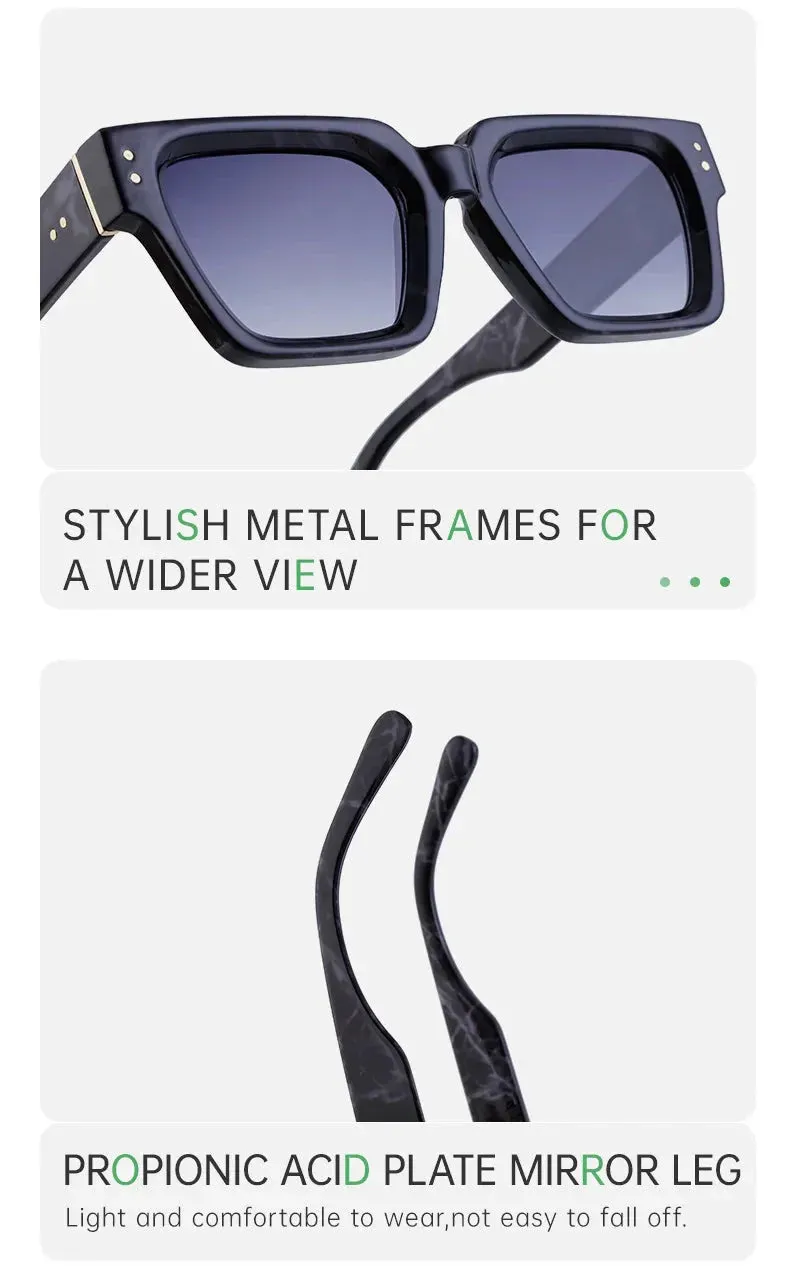 Men and Women Vintage Style Anti-UV400 Gradient Square Sunglasses