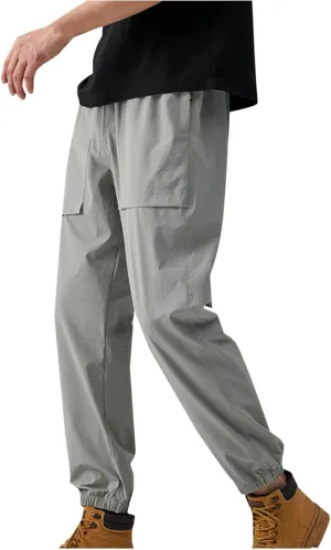 Men Lightweight Joggers Quick Dry Cargo Hiking Pants Track Running Workout Athletic Travel Golf Casual Outdoor Pants