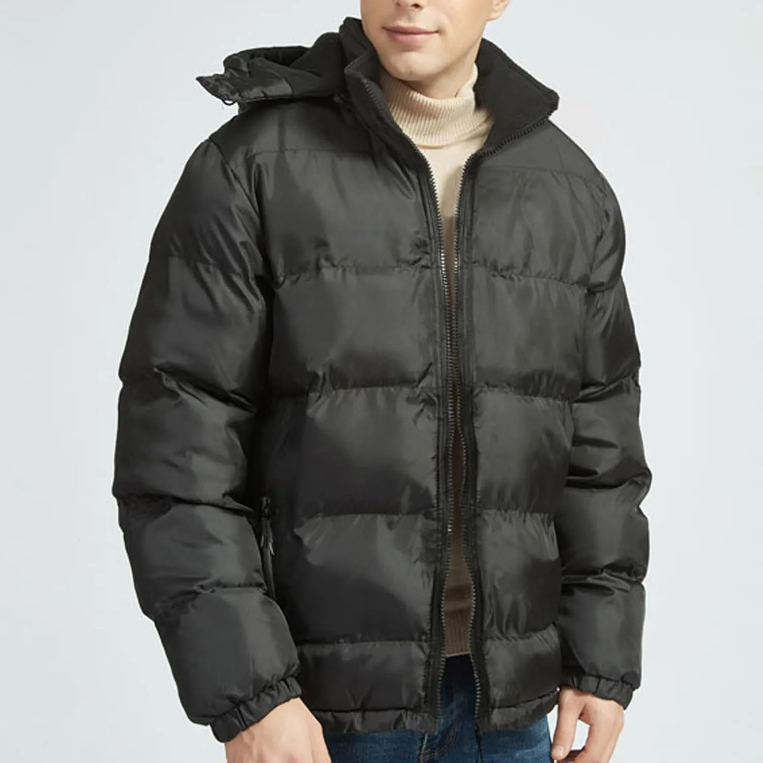 Men Lightweight Puffer Jackets Hooded Insulated Thermal Puffy Winter Jacket Waterproof Windproof Down Coats Outerwear
