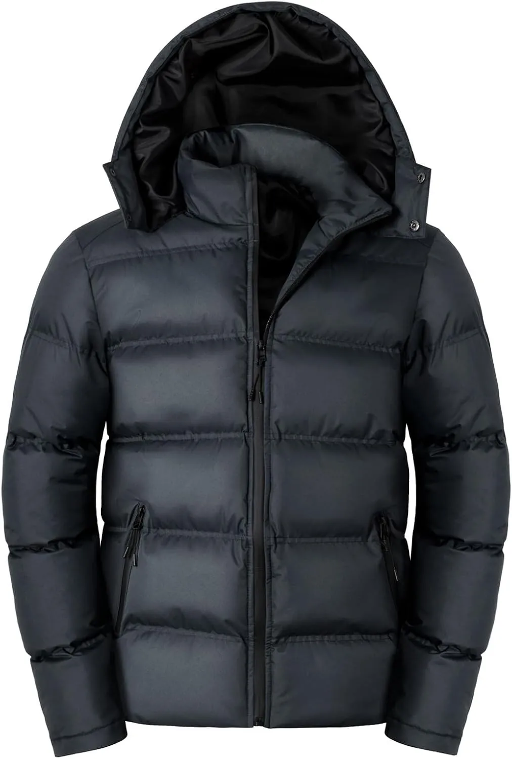 Men Lightweight Puffer Jackets Hooded Insulated Thermal Puffy Winter Jacket Waterproof Windproof Down Coats Outerwear