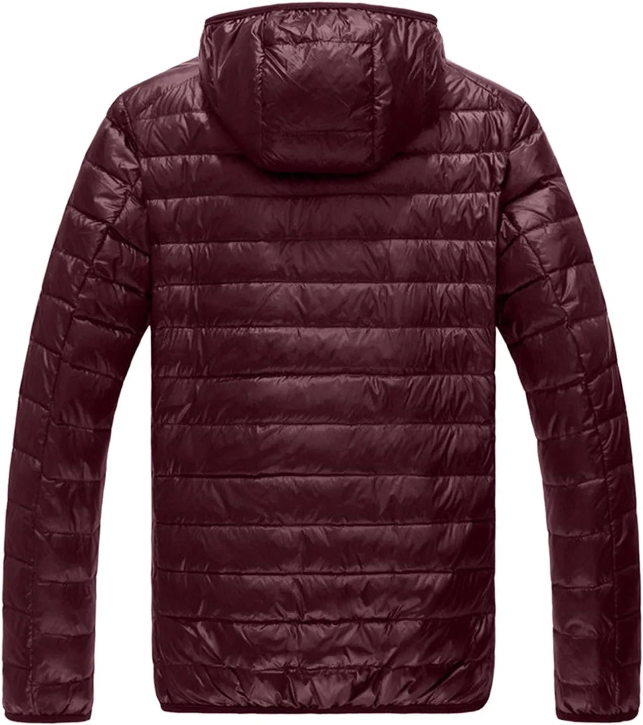 Men Quilted Puffer Jacket with Hood Lightweight Packable Insulated Winter Down Coat Oversize Full Zip Warm Outwear