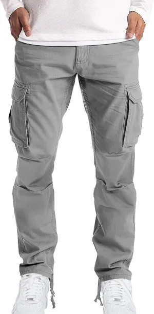 Men's Cargo Jogger Pants Slim Fit Tactical Pants with Zipper Pockets Men's Cargo Work Pant Casual Trousers Stretch Sweatpant