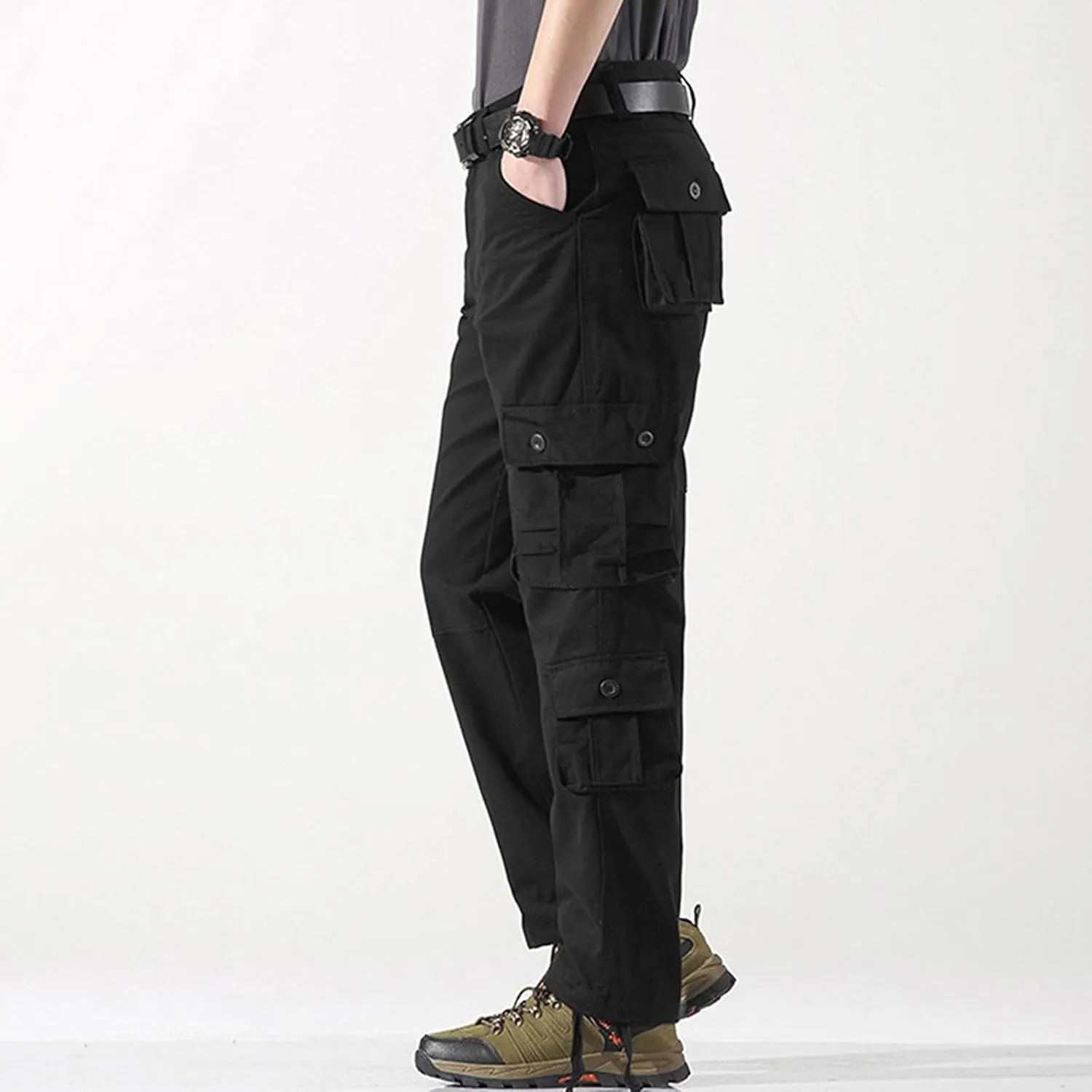 Mens Cargo Pants Relaxed Fit Work Hiking Pants Stretch Tactical Pants Lightweight Outdoor Travel Pants Multi Pockets Joggers