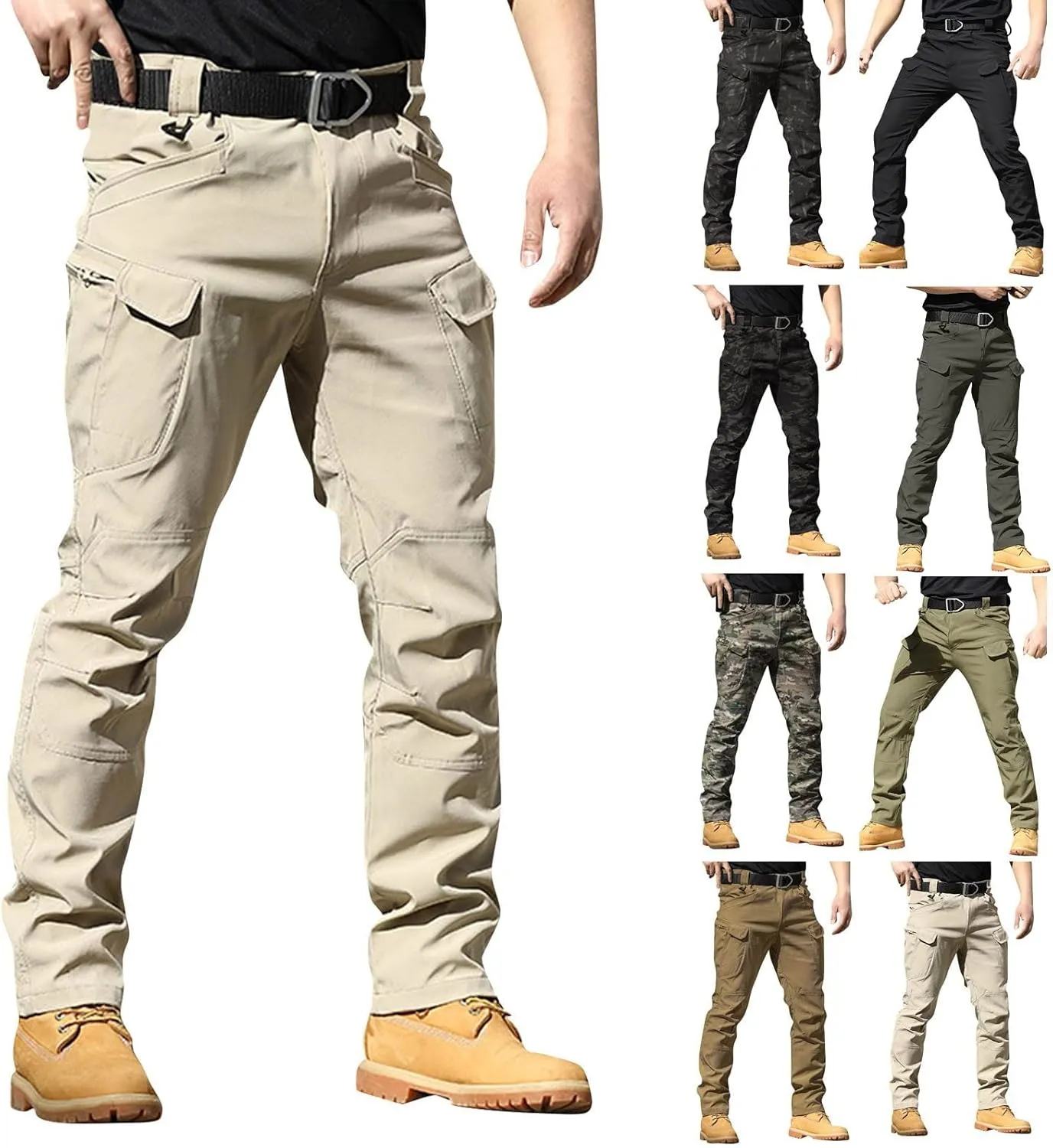 Mens Cargo Pants Stretch Ripstop Relaxed Fit Classic Work Pants Outdoor Military Waterproof Multi-Pocket Hiking Pants