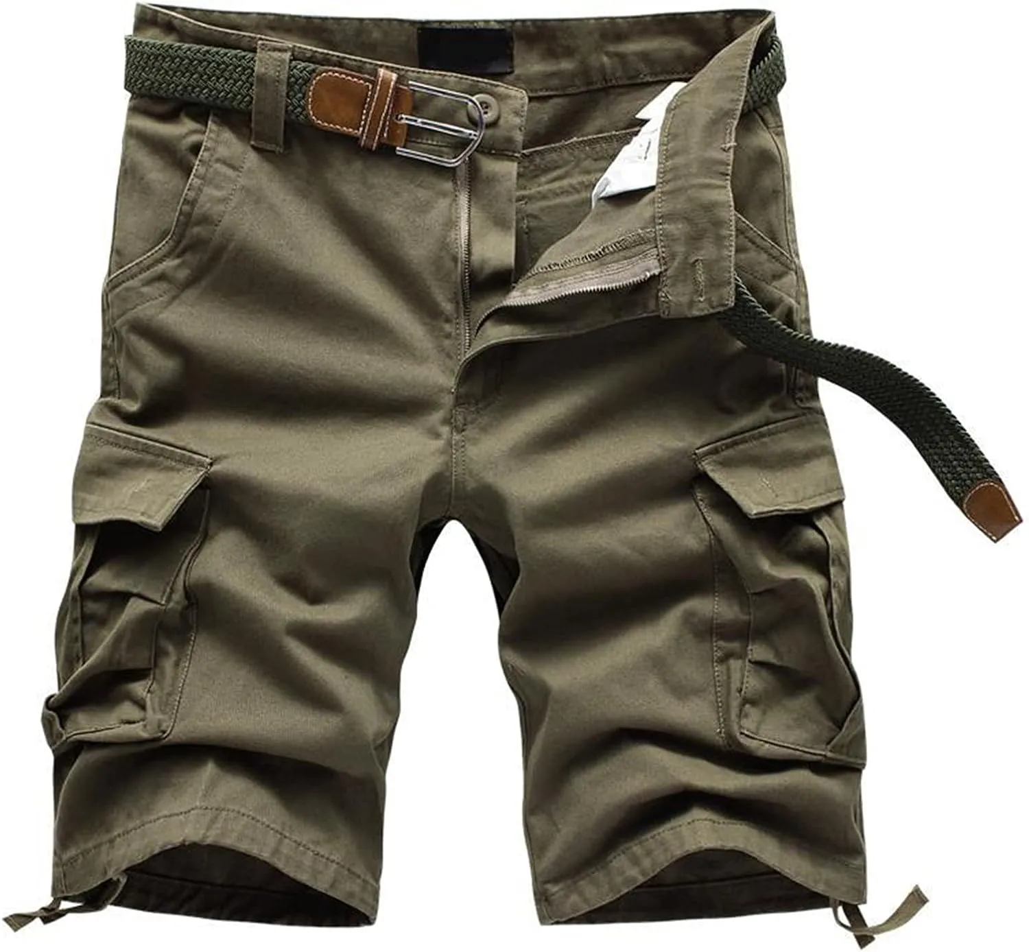 Men's Cargo Shorts Elastic Waistband Drawstring Summer Casual Cotton Shorts Big & Tall Relaxed Fit Work Shorts Outdoor Short