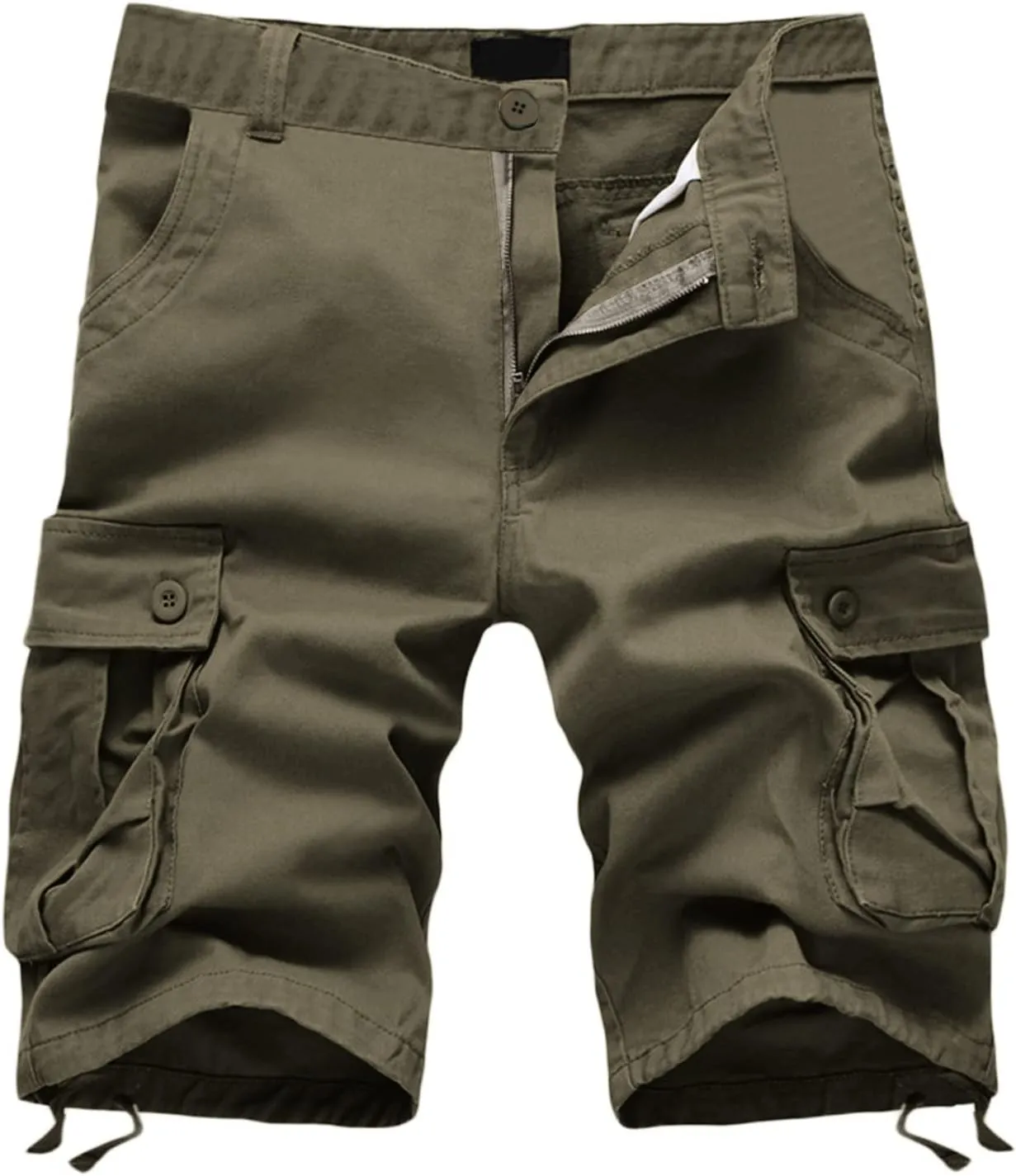 Men's Cargo Shorts Elastic Waistband Drawstring Summer Casual Cotton Shorts Big & Tall Relaxed Fit Work Shorts Outdoor Short