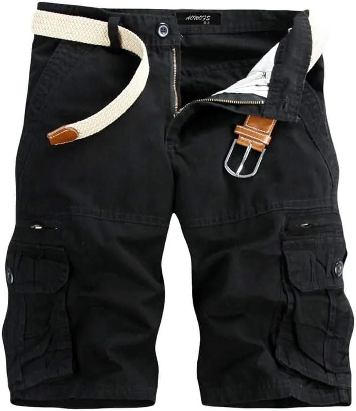 Men's Casual Cargo Shorts Loose Straight Relaxed Fit Hiking Outdoor Pants with Multi Pockets Sports Shorts Trousers