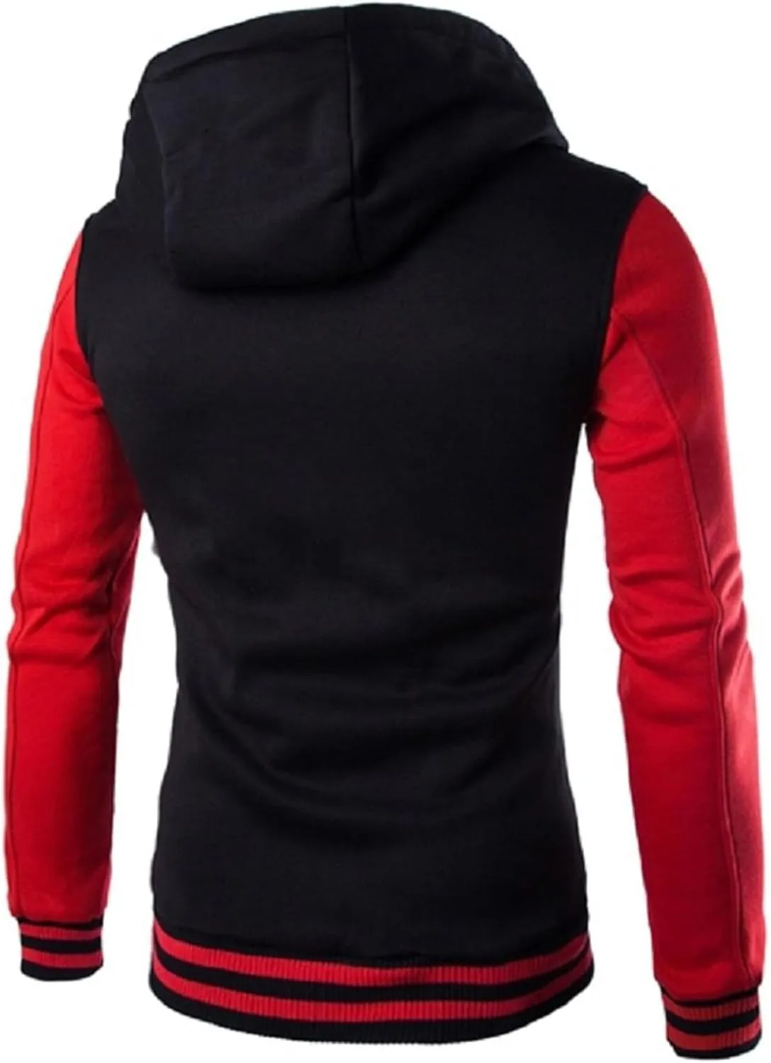 Men's Casual Hooded Varsity Jacket Slim Fit Baseball Jacket Sports Button Brushed Lightweight Warm Winter Coats
