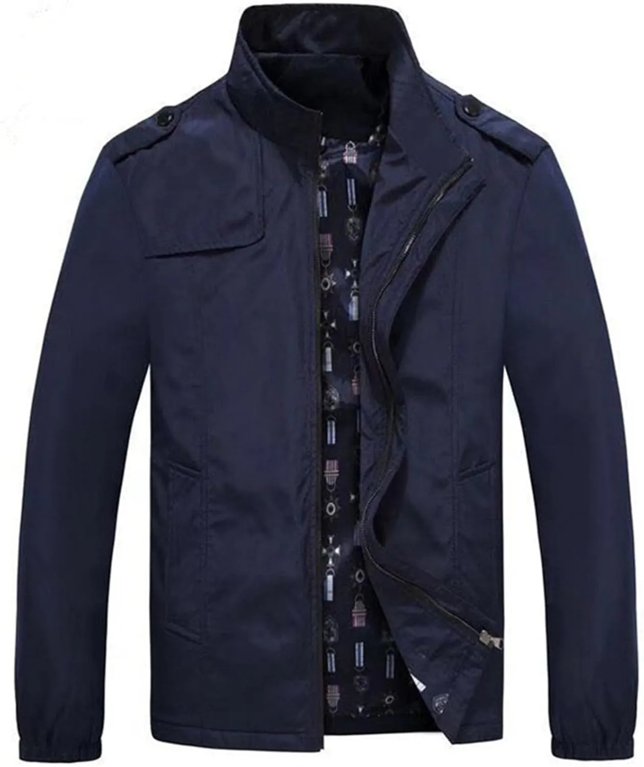 Men's Casual Washed Cotton Military Outdoor Jackets Men Lightweight Jackt with Shoulder Straps Spring Fall Sport Coat