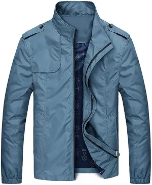 Men's Casual Washed Cotton Military Outdoor Jackets Men Lightweight Jackt with Shoulder Straps Spring Fall Sport Coat