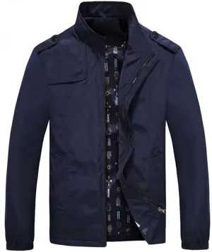 Men's Casual Washed Cotton Military Outdoor Jackets Men Lightweight Jackt with Shoulder Straps Spring Fall Sport Coat
