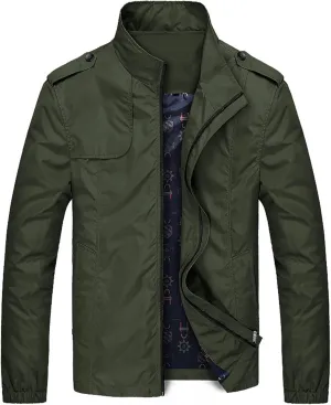 Men's Casual Washed Cotton Military Outdoor Jackets Men Lightweight Jackt with Shoulder Straps Spring Fall Sport Coat