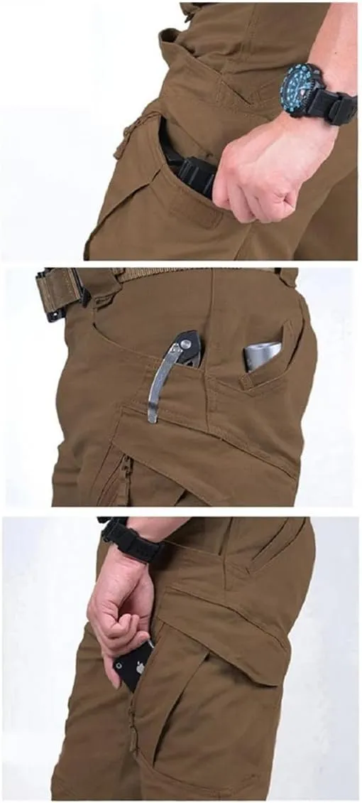 Mens City Cargo Pants Multi Pockets Work Pants Cotton Stretch Casual Trousers Outdoor Training Hiking Pants