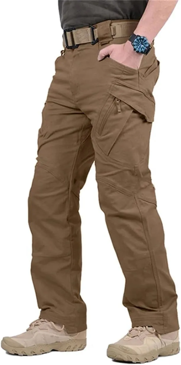 Mens City Cargo Pants Multi Pockets Work Pants Cotton Stretch Casual Trousers Outdoor Training Hiking Pants