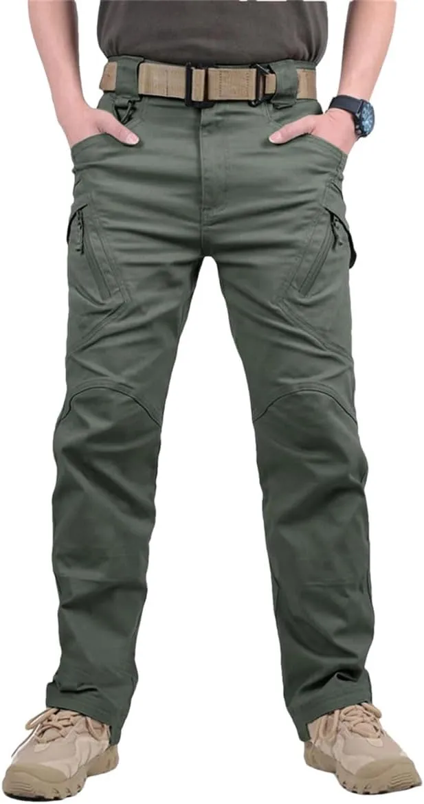 Mens City Cargo Pants Multi Pockets Work Pants Cotton Stretch Casual Trousers Outdoor Training Hiking Pants
