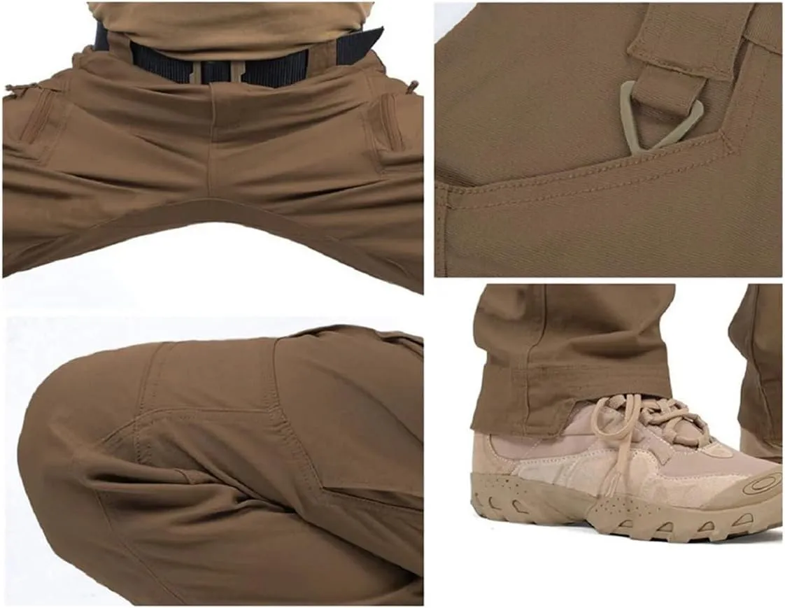Mens City Cargo Pants Multi Pockets Work Pants Cotton Stretch Casual Trousers Outdoor Training Hiking Pants