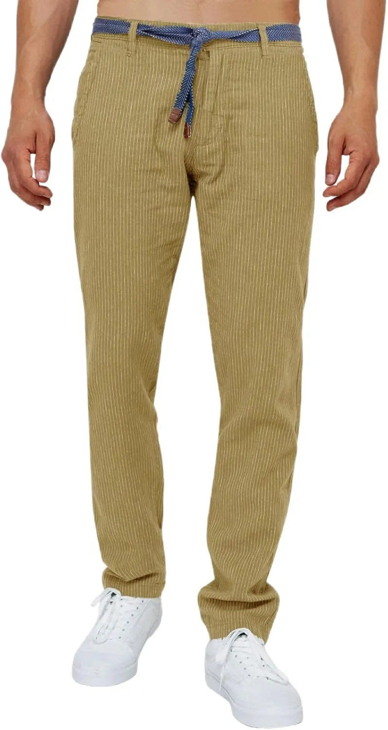 Mens Classic Striped Pants Baggy Fit Elastic Waist Drawstring Straight Casual Sweatpants Fashion Golf Trousers