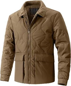 Men's Corduroy Jacket Sherpa Lined Jackets Cotton Collar Warm Winter Jacket Casual Coat with Pockets
